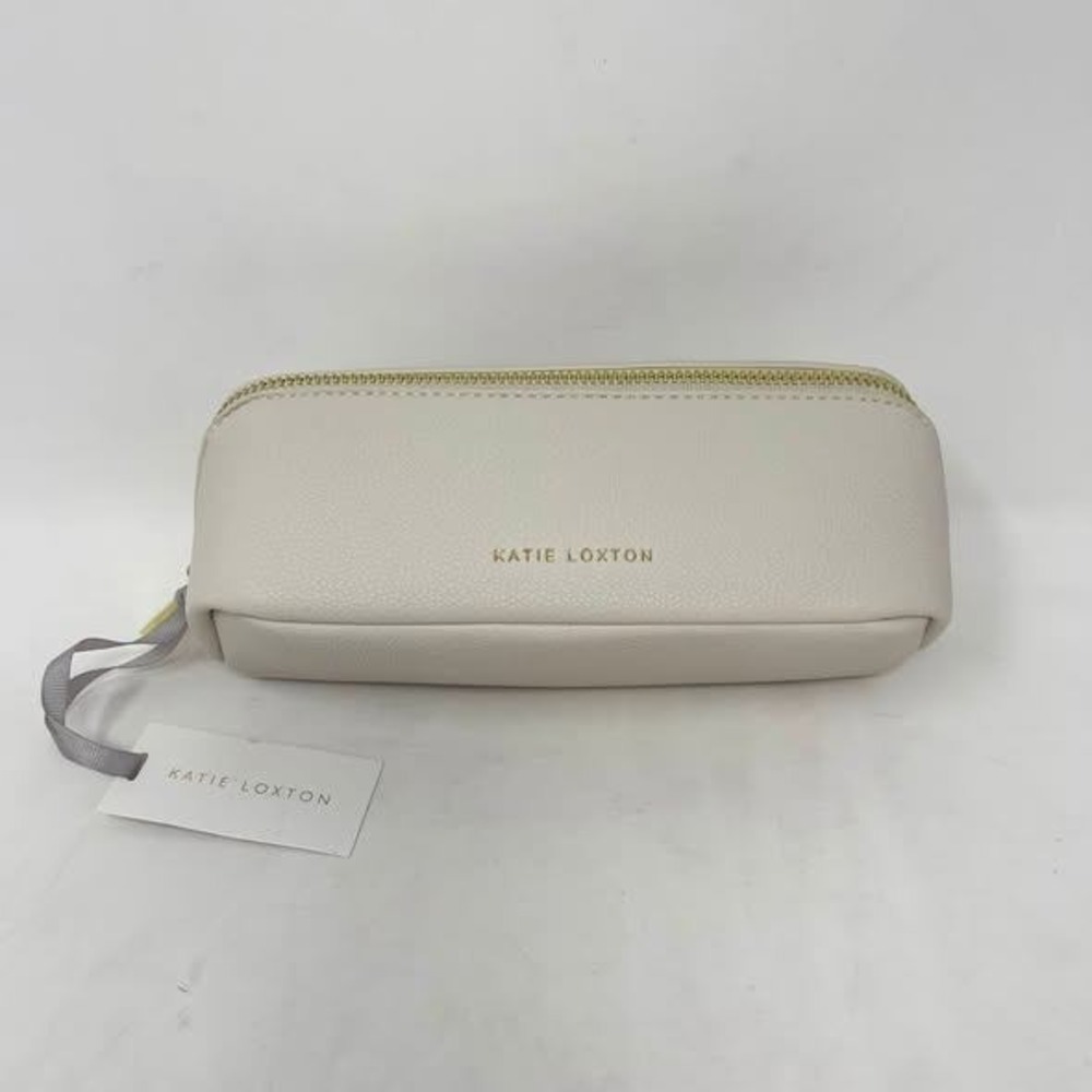 Katie Loxton Small Fold Out Makeup Toiletry Bag Off White Gold Zipper Long